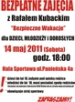 Na zdjęciu znajduje się plakat z informacją o bezpłatnych zajęciach judo z Rafałem Kubackim. W załączniku znajduje sie Zgoda dla niepełnoletnich na udział w zajęciach z Rafałem Kubackim.