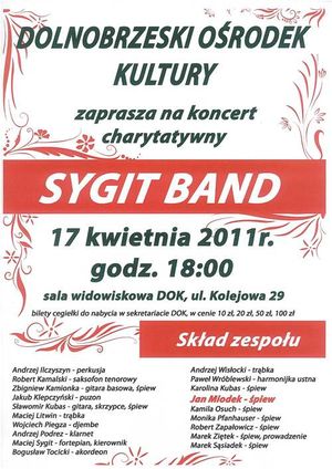 Plakat z informacją o koncercie charytatywnym w DOK