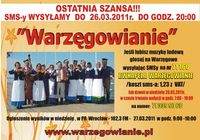 Na zdjęciu plakat warzęgowian z apelem o smsy